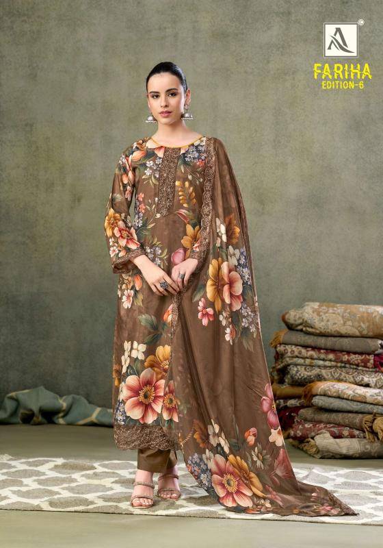 Alok suits fariha edition vol-6 Designer dress material wholesale in Mumbai